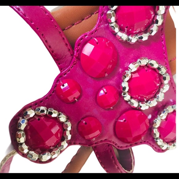 THE CHILDREN’S PLACE Toepost Sandals With Jewel Detail Hot Pink Girl Size 13 - Picture 8 of 12